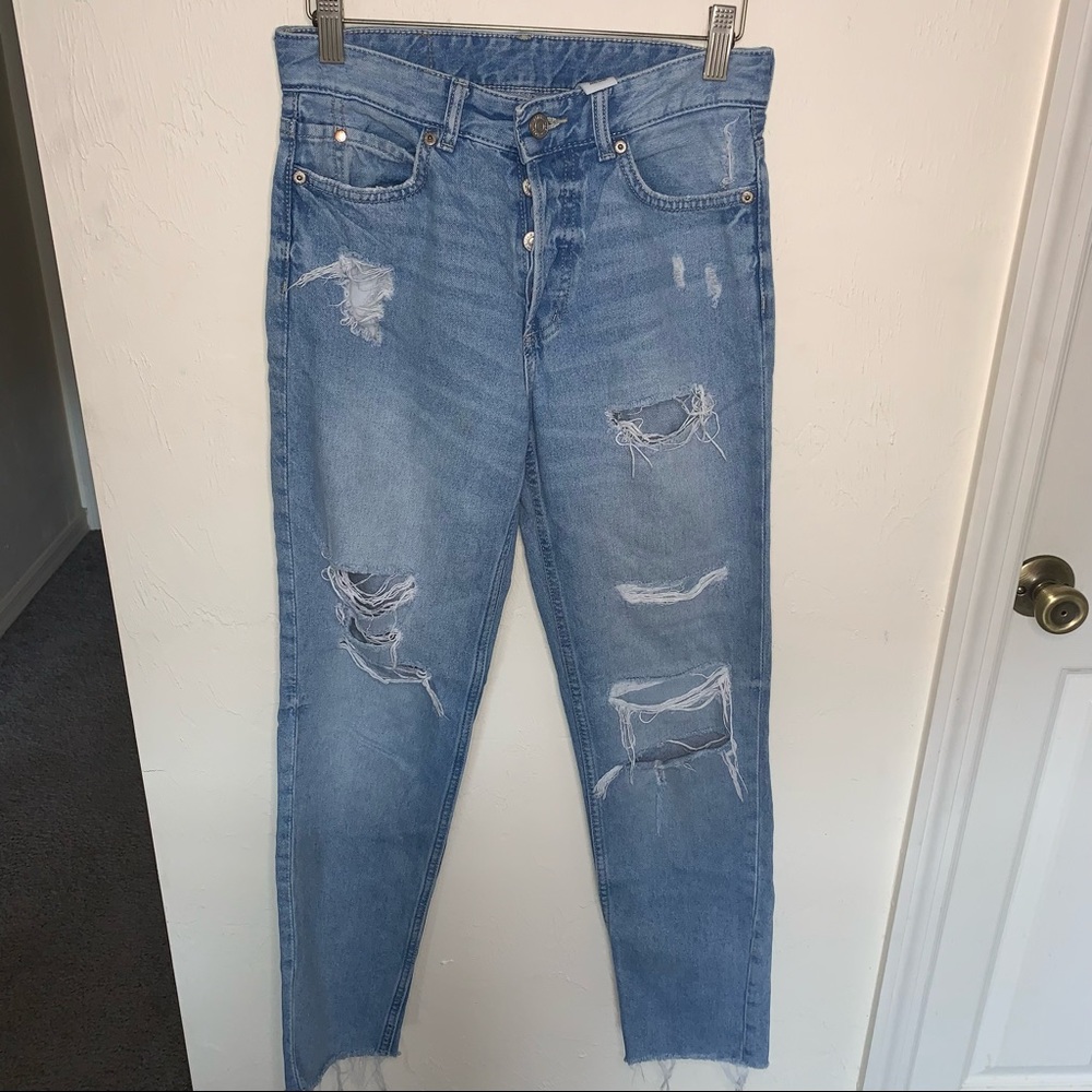 & denim boyfriend jeans size 0 button fly